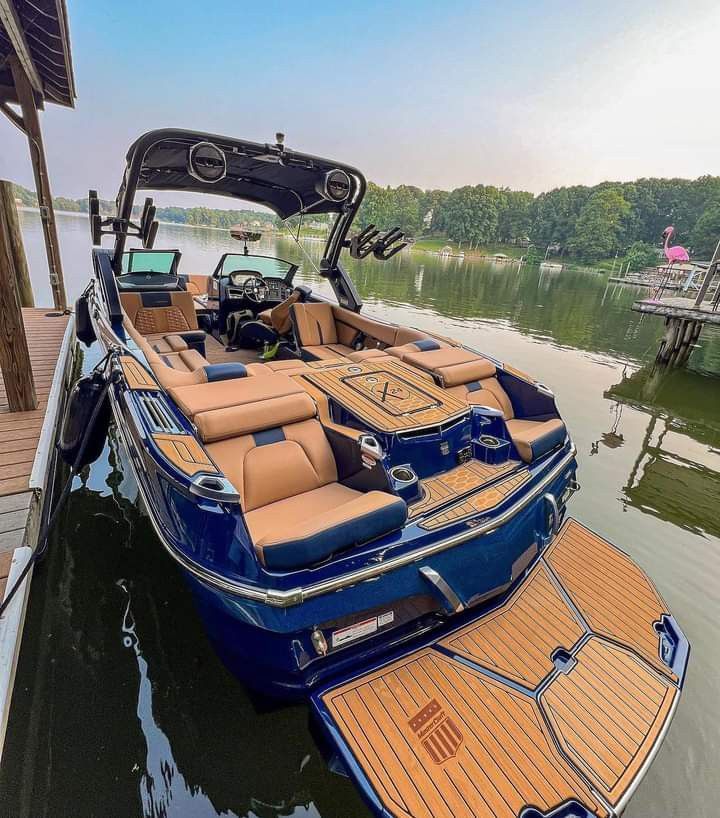 Premium boat detailing at the dock